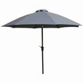 Terraza 9 ft. Aluminum Pole Crank Open & Tilt Patio Canopy Umbrella; Gray Fabric TE3241067